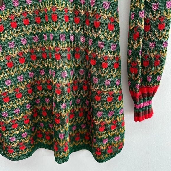 Free People Women’s Milano Multi Green Knit Tulip Mini Sweater Dress - Picture 8 of 10